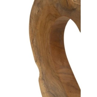 Coração esculpido em teca castanha, 28 x 10 x 38 cm - Peça única