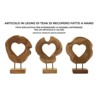 Cœur sculpté en teck marron 28x10x38 cm - Pièce unique