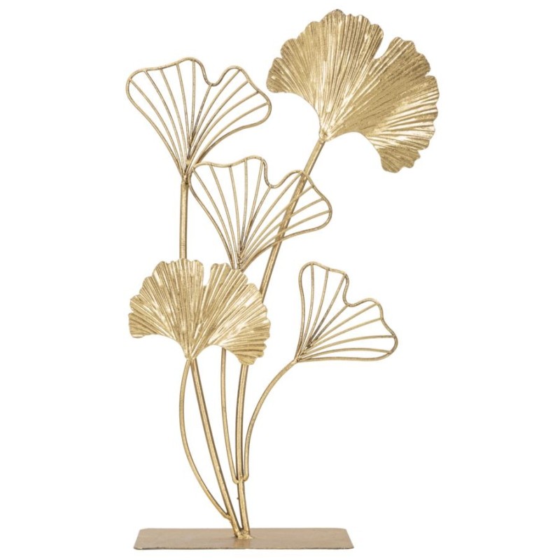 Sculpture de feuilles en métal doré 26x11.5x44.5 cm