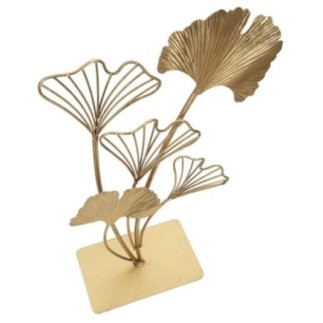 Sculpture de feuilles en métal doré 26x11.5x44.5 cm