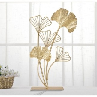 Sculpture de feuilles en métal doré 26x11.5x44.5 cm