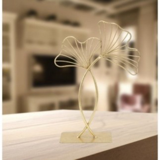 Sculpture de feuilles en métal doré 25x8.5x35 cm