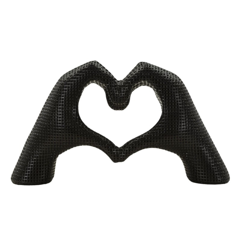 Sculpture en forme de cœur en résine noire 25x7.5x13.5 cm