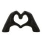 Scultura a forma di cuore in resina nera 25x7,5x13,5 cm