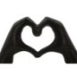 Scultura a forma di cuore in resina nera 25x7,5x13,5 cm