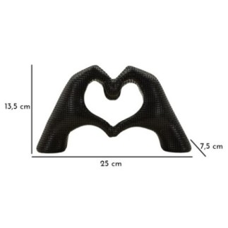 Sculpture en forme de cœur en résine noire 25x7.5x13.5 cm