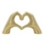 Scultura a forma di cuore in resina dorata 25x7,5x13,5 cm