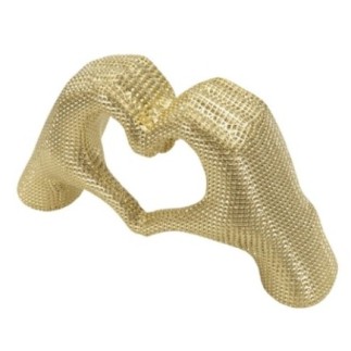 Scultura a forma di cuore in resina dorata 25x7,5x13,5 cm