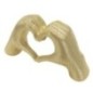 Scultura a forma di cuore in resina dorata 25x7,5x13,5 cm