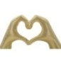 Scultura a forma di cuore in resina dorata 25x7,5x13,5 cm