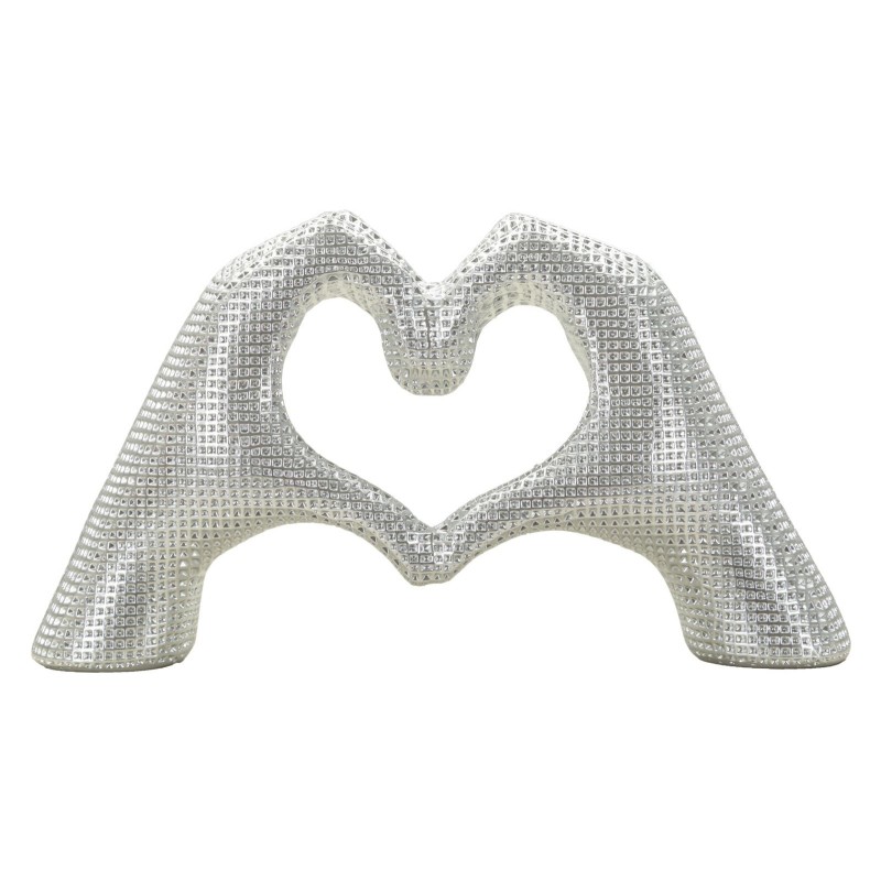 Escultura en forma de corazón de resina plateada 25x7,5x13,5 cm