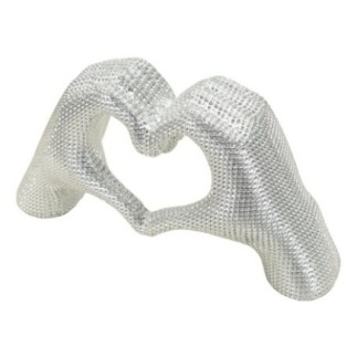 Escultura en forma de corazón de resina plateada 25x7,5x13,5 cm