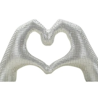 Escultura en forma de corazón de resina plateada 25x7,5x13,5 cm