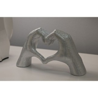 Escultura en forma de corazón de resina plateada 25x7,5x13,5 cm