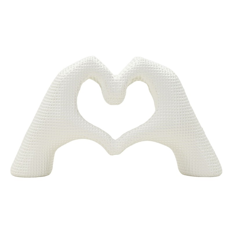 Sculpture en forme de cœur en résine blanche 25x7.5x13.5 cm