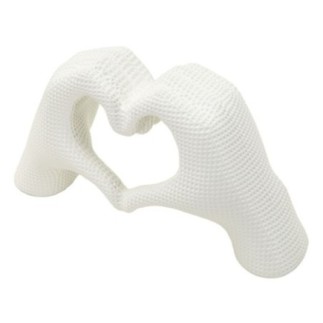 Escultura em forma de coração em resina branca, 25 x 7,5 x 13,5 cm