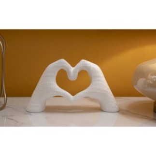 Escultura en forma de corazón de resina blanca 25x7,5x13,5 cm