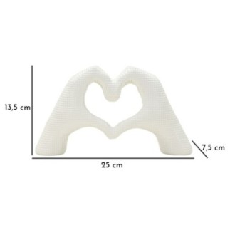 Escultura em forma de coração em resina branca, 25 x 7,5 x 13,5 cm