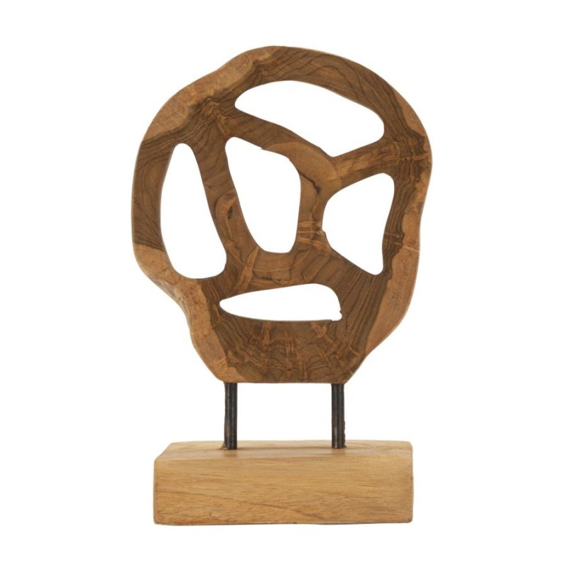 Escultura sobre base de teca marrón 18x10x27 cm - Pieza única