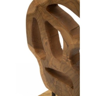 Escultura com base em teca castanha, 18 x 10 x 27 cm - Peça única