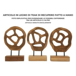 Escultura sobre base de teca marrón 18x10x27 cm - Pieza única