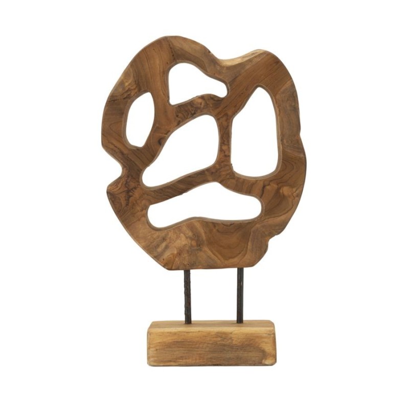 Escultura sobre base de teca marrón 25x10x38 cm - Pieza única