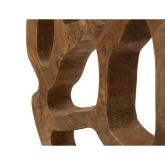 Sculpture sur socle en teck marron 25x10x38 cm - Pièce unique