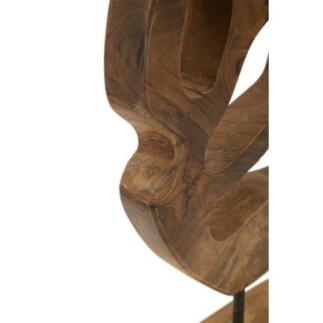 Escultura sobre base de teca marrón 25x10x38 cm - Pieza única