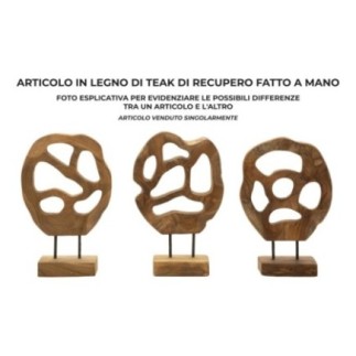 Escultura sobre base de teca marrón 25x10x38 cm - Pieza única