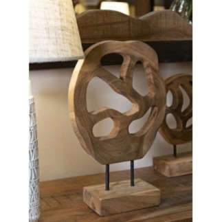 Escultura sobre base de teca marrón 25x10x38 cm - Pieza única