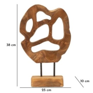 Sculpture sur socle en teck marron 25x10x38 cm - Pièce unique