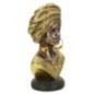 Buste femme africaine en résine marron 15x12x28 cm