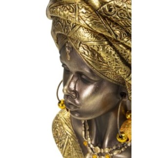 Buste femme africaine en résine marron 15x12x28 cm