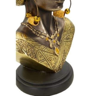 Buste femme africaine en résine marron 15x12x28 cm