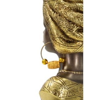 Busto de mujer africana en resina marrón 15x12x28 cm