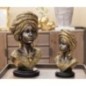 Buste femme africaine en résine marron 15x12x28 cm