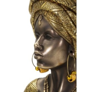 Busto di donna africana in resina marrone 21x16x38
