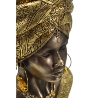 Busto di donna africana in resina marrone 21x16x38
