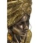 Busto di donna africana in resina marrone 21x16x38