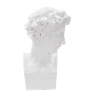 Busto di giovane romano in resina bianca 20x17,5x30 cm
