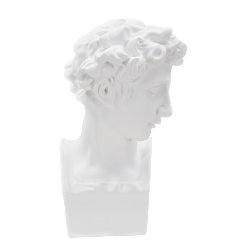 Busto di giovane romano in resina bianca 20x17,5x30 cm