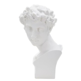 Busto di giovane romano in resina bianca 20x17,5x30 cm
