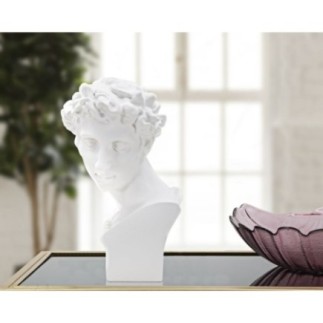 Busto de jovem romano em resina branca, 20 x 17,5 x 30 cm