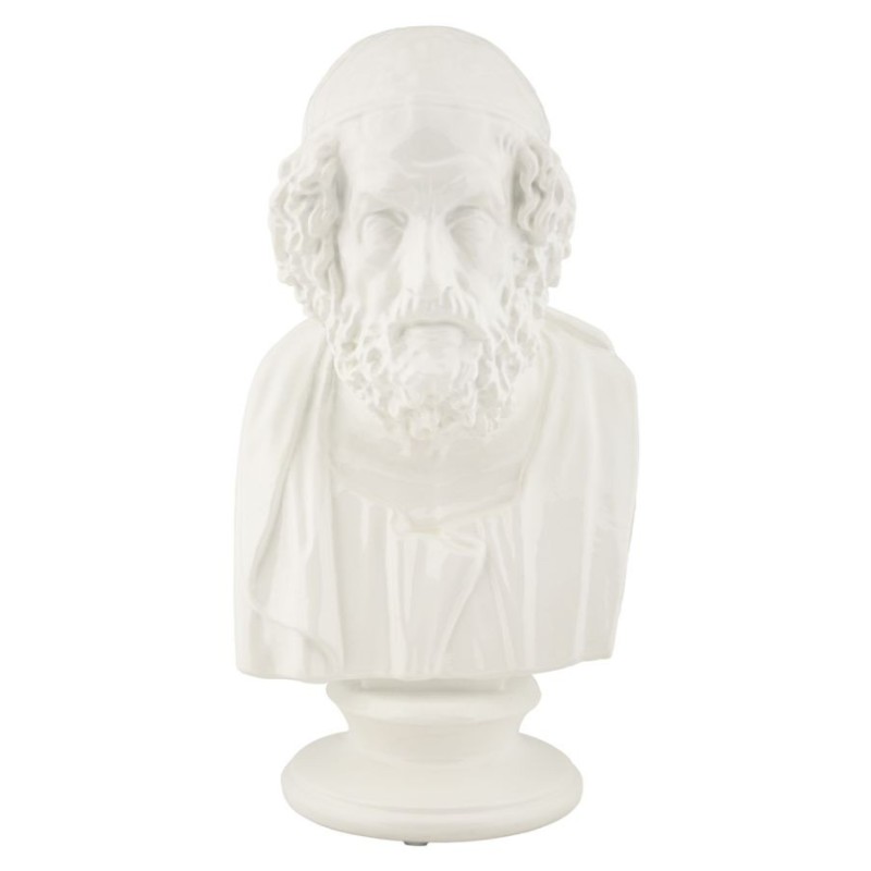 Busto de um sábio em resina branca, 12,9 x 12,5 x 25 cm Busto de um sábio em resina branca, 12,9 x 12,5 x 25 cm