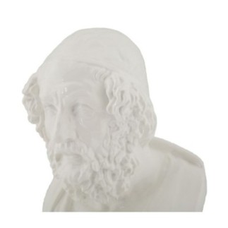 Busto de um sábio em resina branca, 12,9 x 12,5 x 25 cm