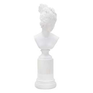 Buste femme sur colonne en résine blanche 11x10.5x35.5 cm