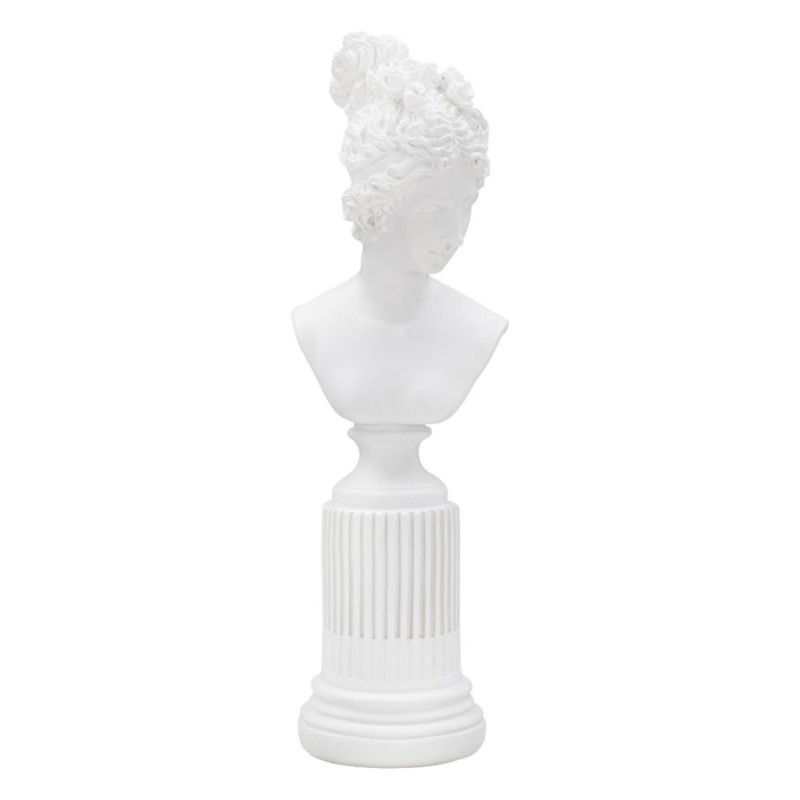 Buste femme sur colonne en résine blanche 11x10.5x35.5 cm