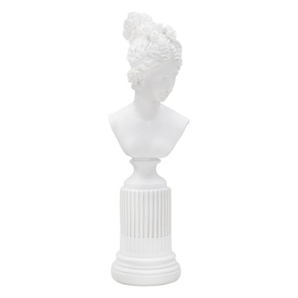 Buste femme sur colonne en résine blanche 11x10.5x35.5 cm