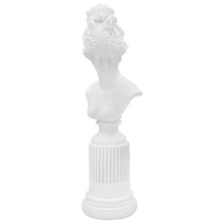 Buste femme sur colonne en résine blanche 11x10.5x35.5 cm