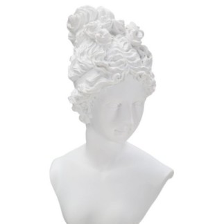 Busto femminile su colonna in resina bianca 11x10,5x35,5 cm